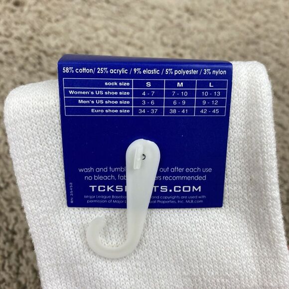 TCK Sports 2-n-1 Baseball Softball Stirrup Socks Mens L White Carolina Blue NWT - Picture 5 of 6